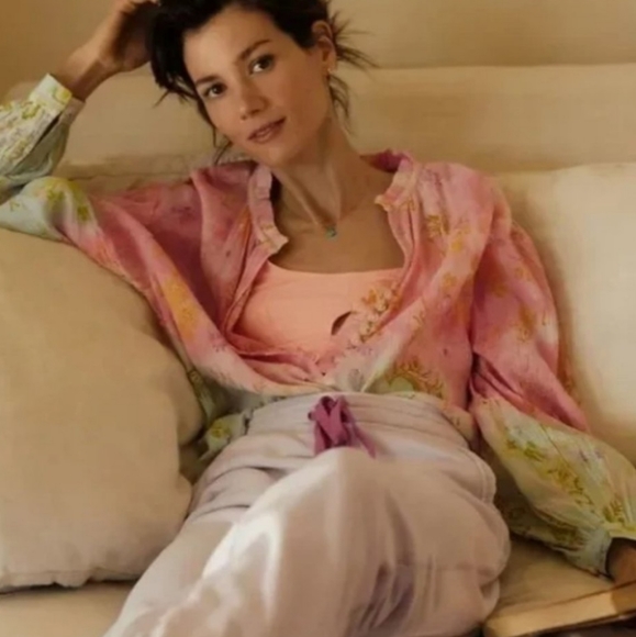 Anthropologie Pilcro Tavi Tie Dye Floral Gauze Blouse Size Small - Picture 3 of 12